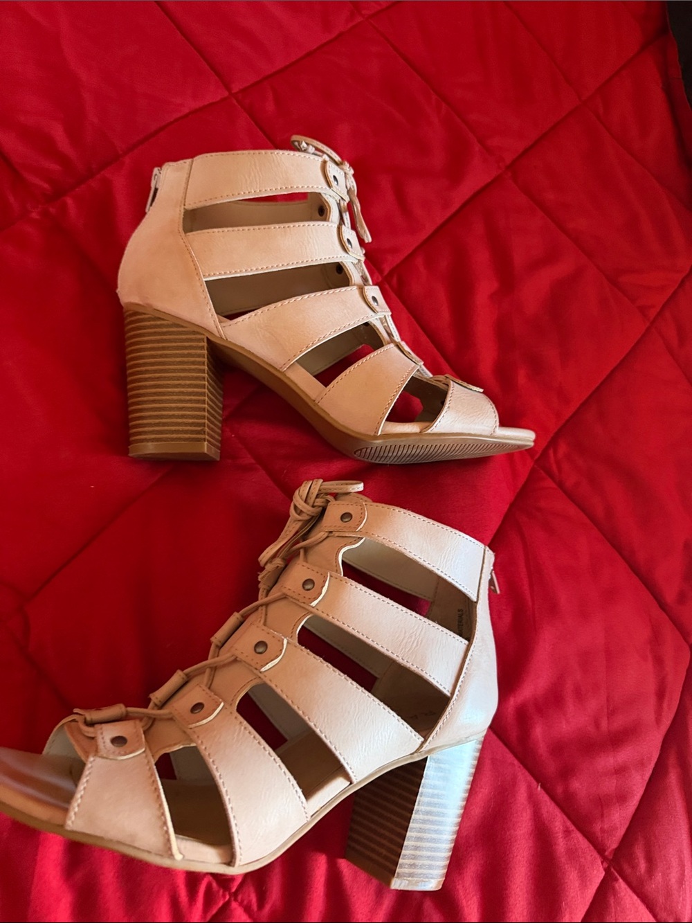 Women’s Nude Strappy Lace-Up Gladiator Sandals